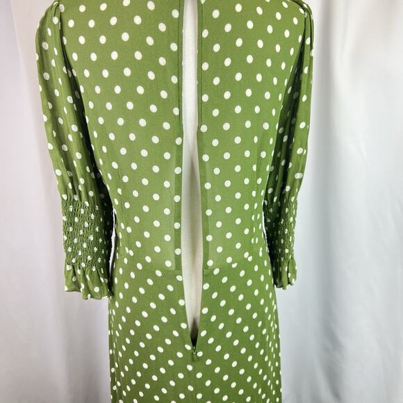 Reformation Edamame Green Carolena Polka Dot Midi Dress size 12 women - Picture 16 of 16